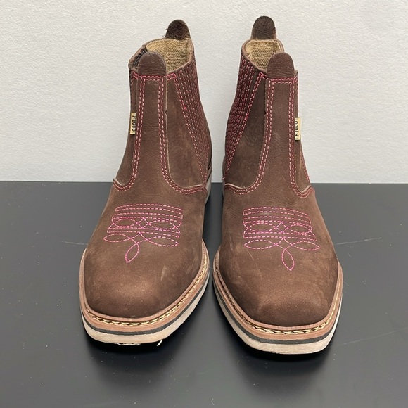 Cowboy Riding Rodeo Boot Square Toe Short Shaft coffee brown pink womens US6 - Picture 3 of 12